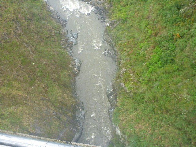 The view looking down from the bridge jump (Pro tip: Don't look down)